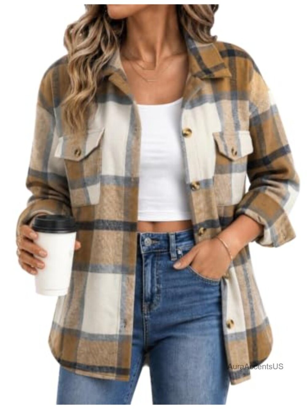 Zeagoo Womens Plaid Shacket Long Sleeve Button Down Flannel Jacket
